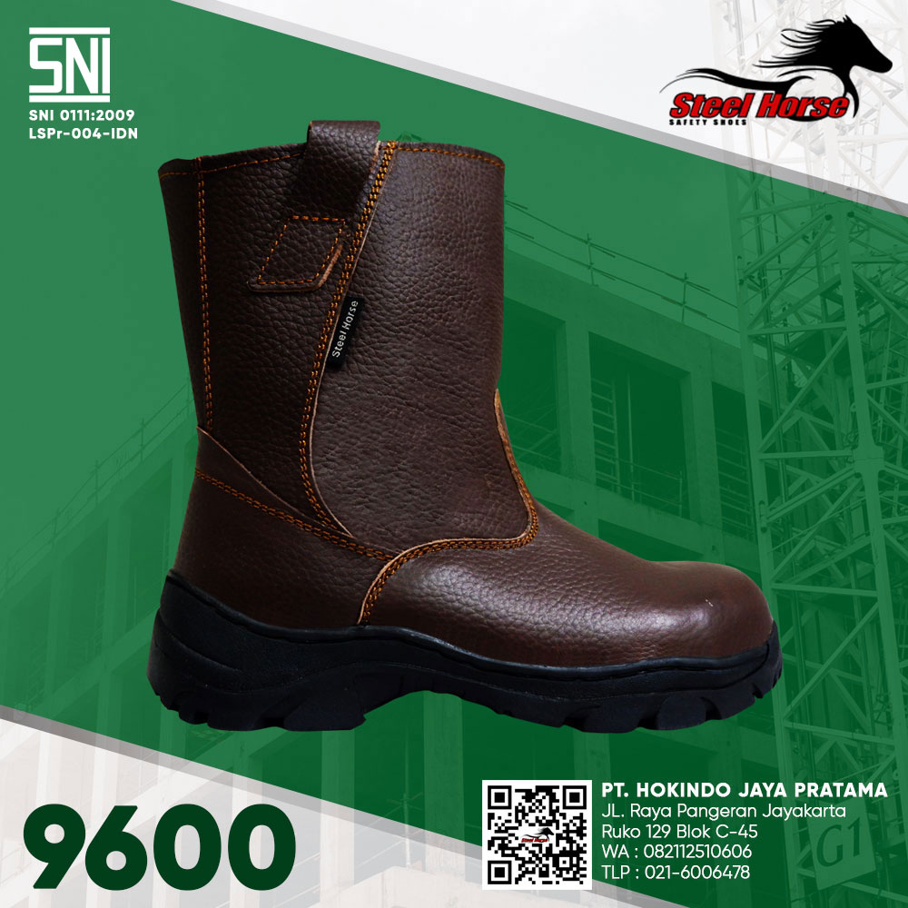 9600 - Sepatu Safety High Boots Coklat